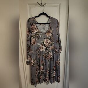 Torrid Gray Floral Plush Dress